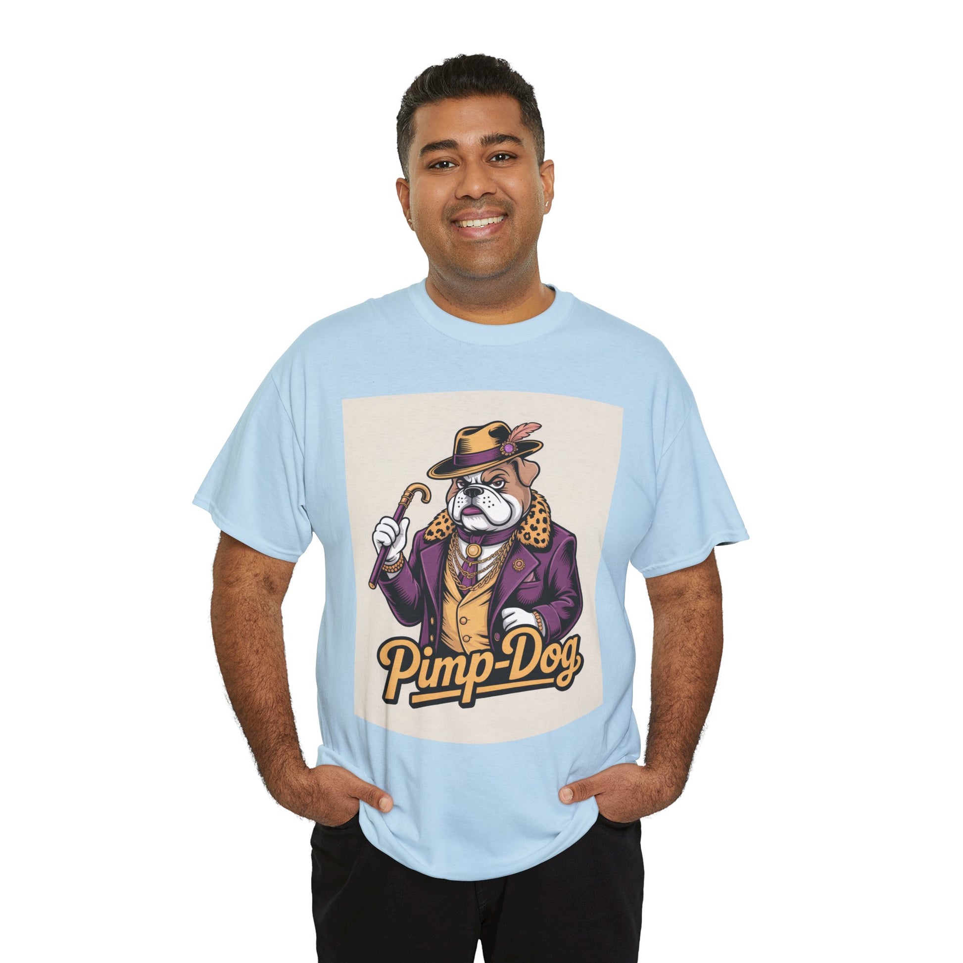 Pimp-Dog Graphic Tee — Retro Bulldog Character Shirt Printify