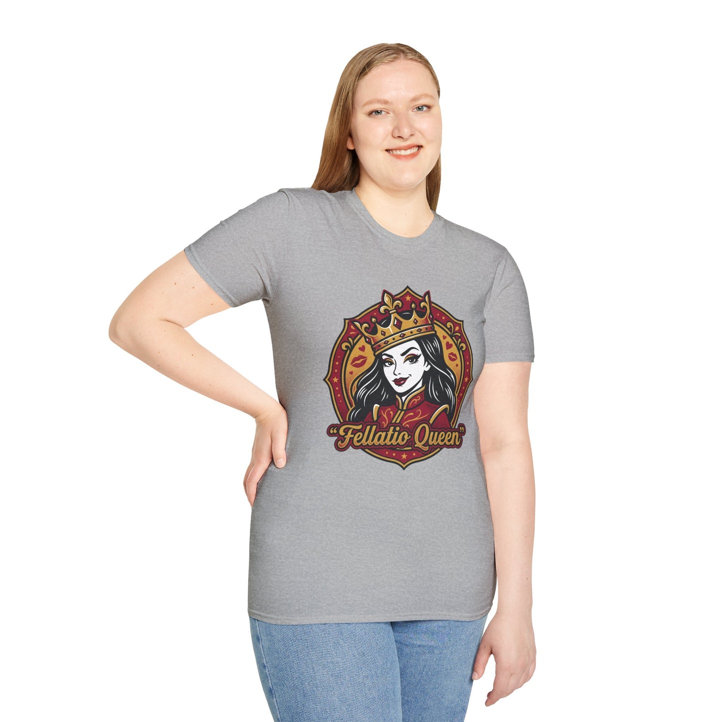 "Fellatio Queen" Retro Pinup Crown Graphic Tee Printify