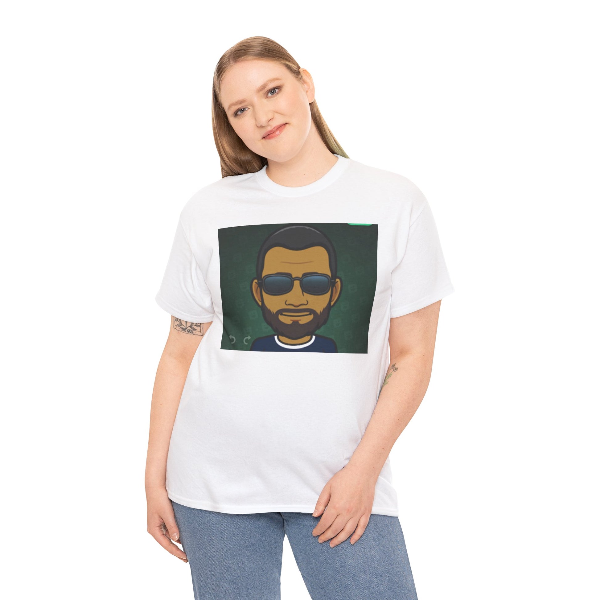 Bitmoji Portrait Tee — Cool Sunglasses Avatar Graphic T-Shirt Printify