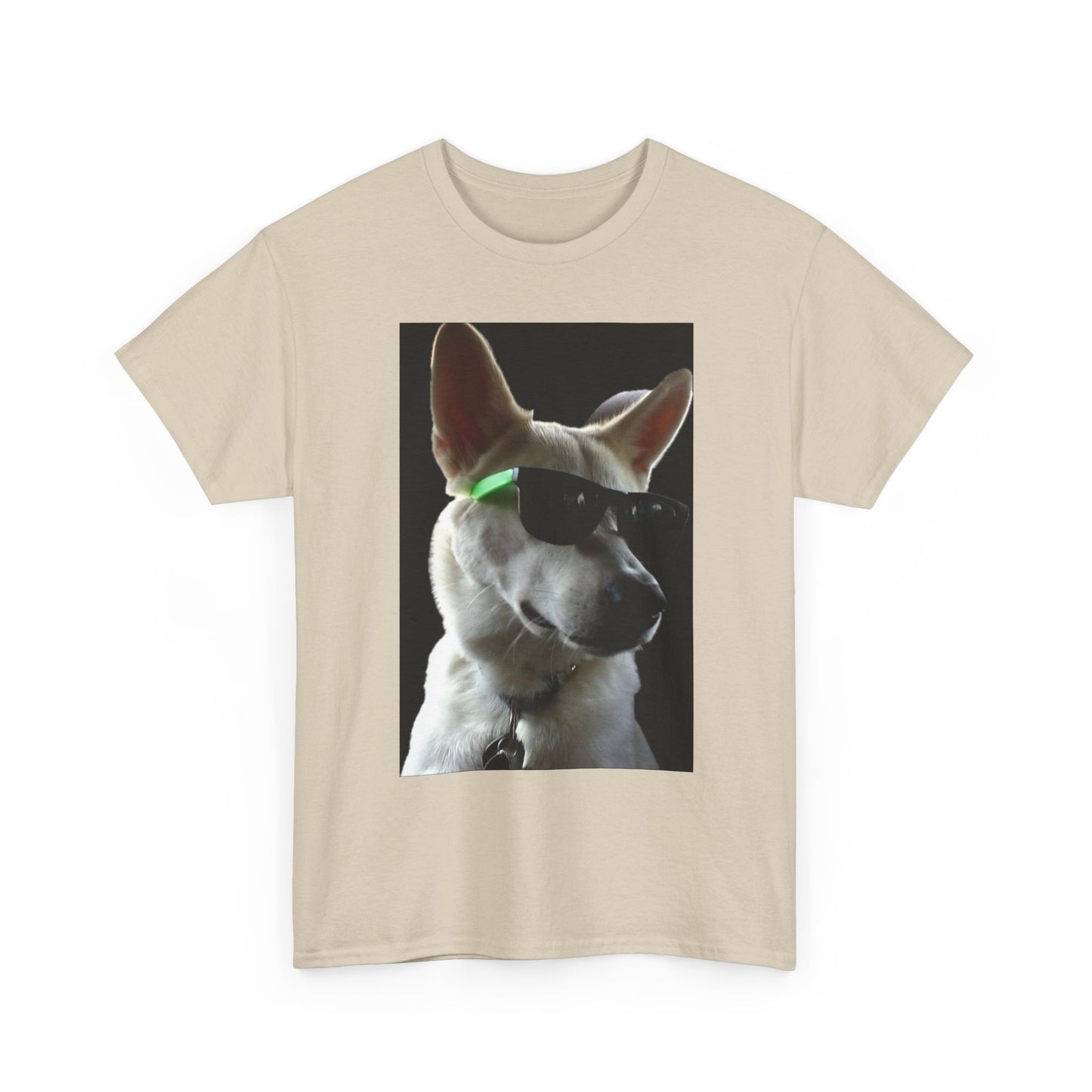 Cyberpunk Dog Photo Tee — Futuristic Bull Terrier Graphic T-Shirt Printify