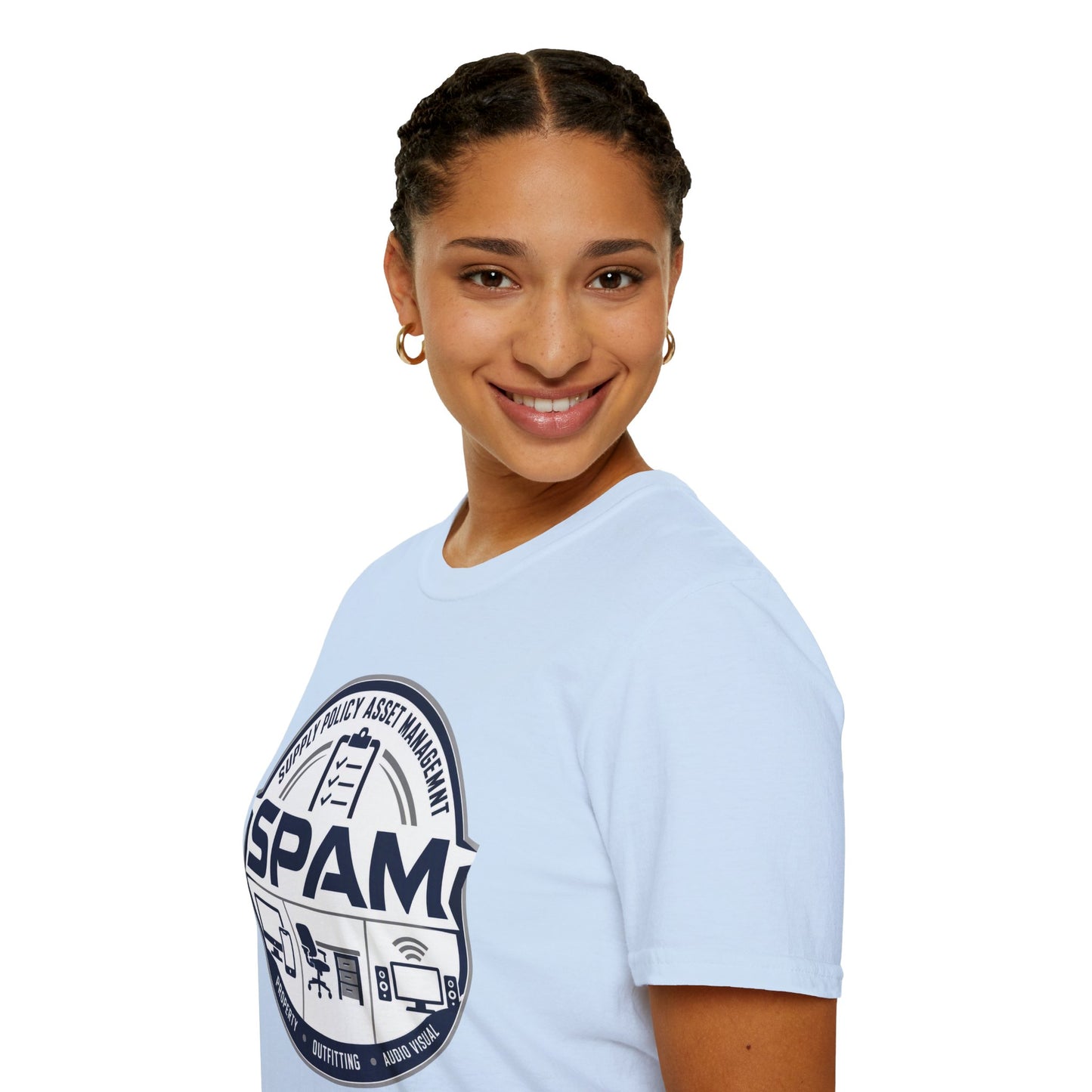 SPAM Supply Policy Asset Management T-Shirt — Logistics/ IT / Admin Graphic Tee