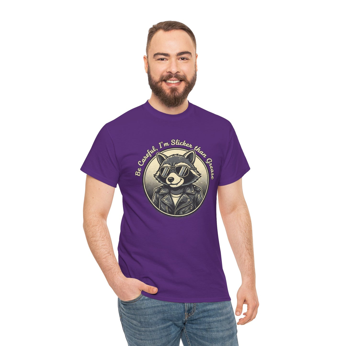 Raccoon Detective Graphic Tee — "Be Careful I’m Watching Your Snacks" Vintage Badge T-Shirt