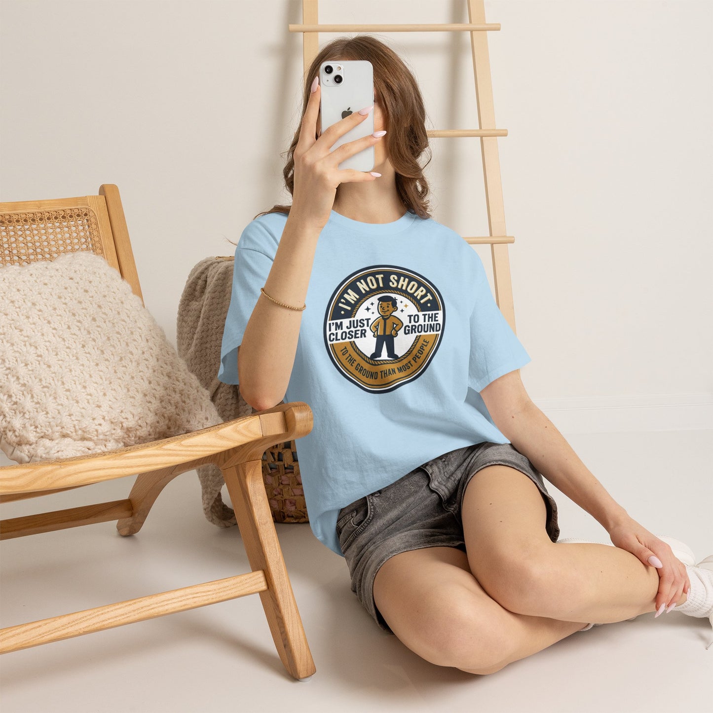 "I'm Not Short, I'm Just Closer to the Ground" Funny Short Height Graphic Tee