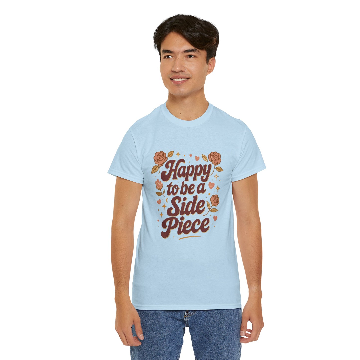 Happy to Be a Side Piece Tee — Retro Floral Statement T-Shirt