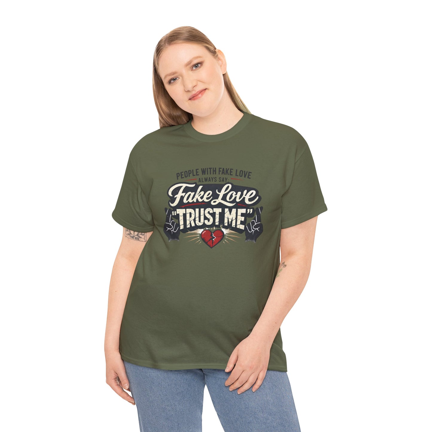 Fake Love Trust Me T-Shirt – Vintage Tattoo Heart Graphic Tee