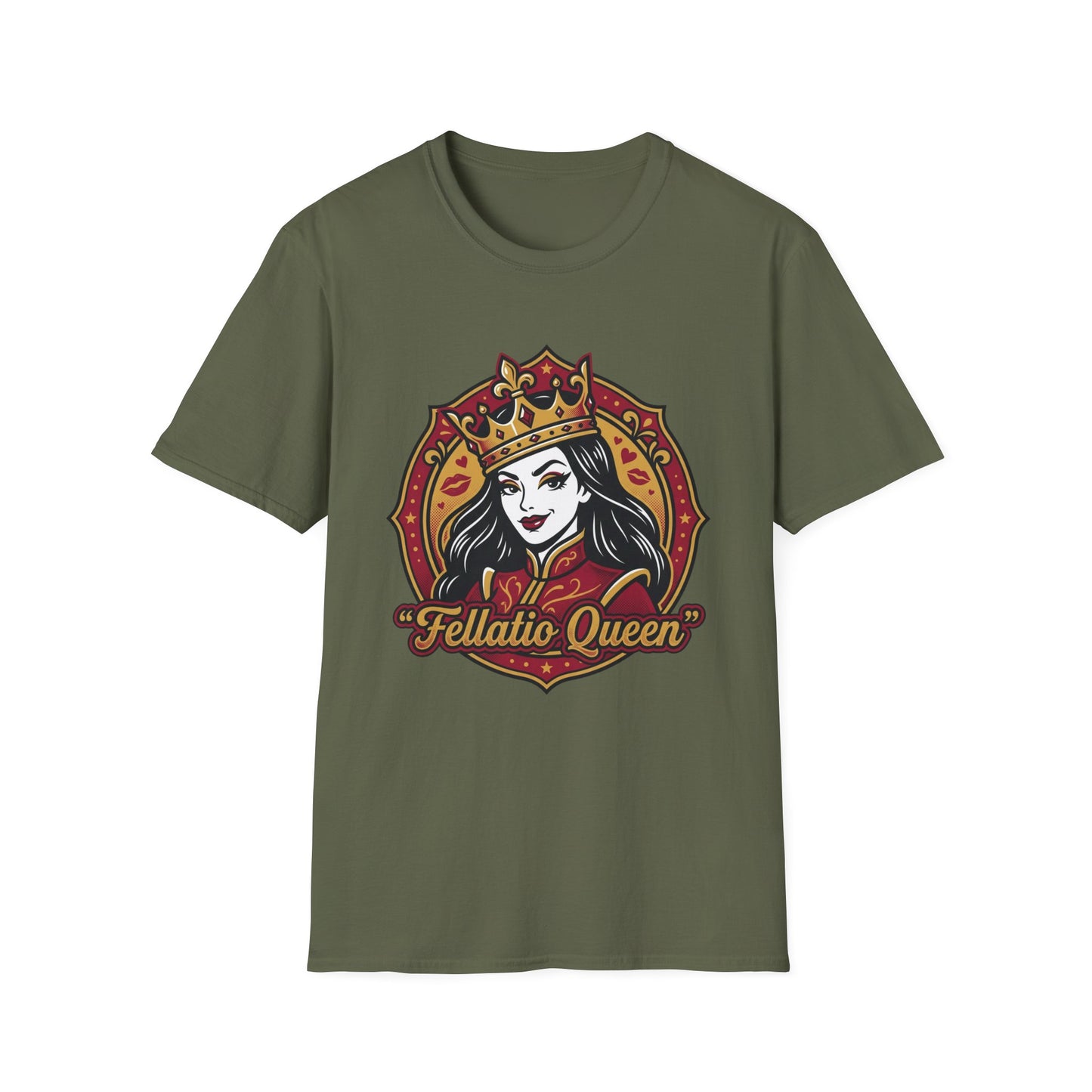 "Fellatio Queen" Retro Pinup Crown Graphic Tee Printify