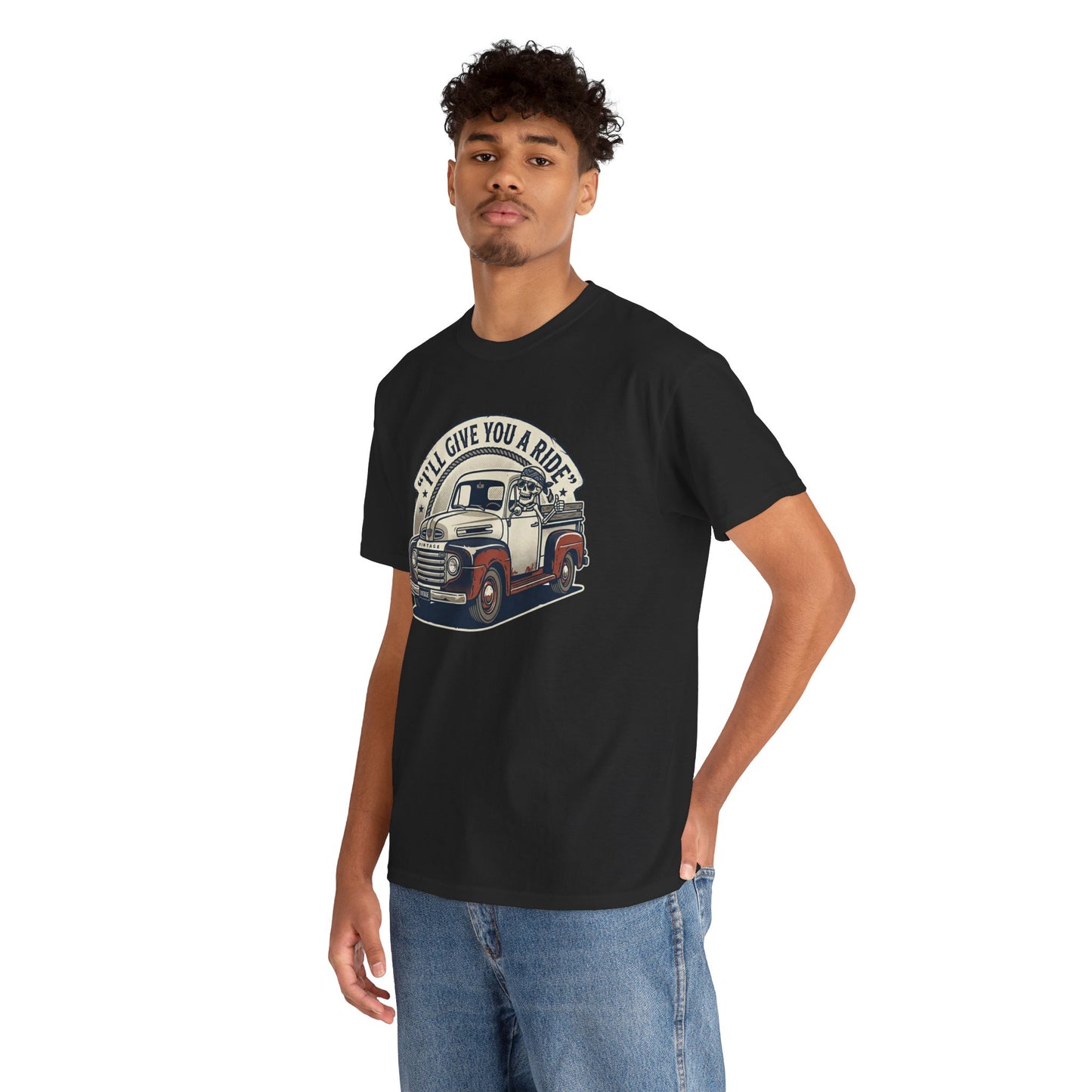 Vintage Pickup Truck T-Shirt — “I’ll Give You a Ride” Classic Retro Tee Printify