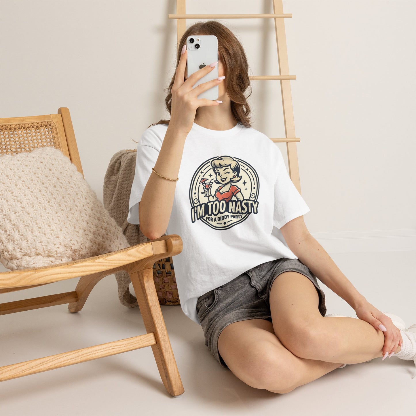 "I'm Too Nasty for a Diddy Party" Retro Cocktail Graphic Tee