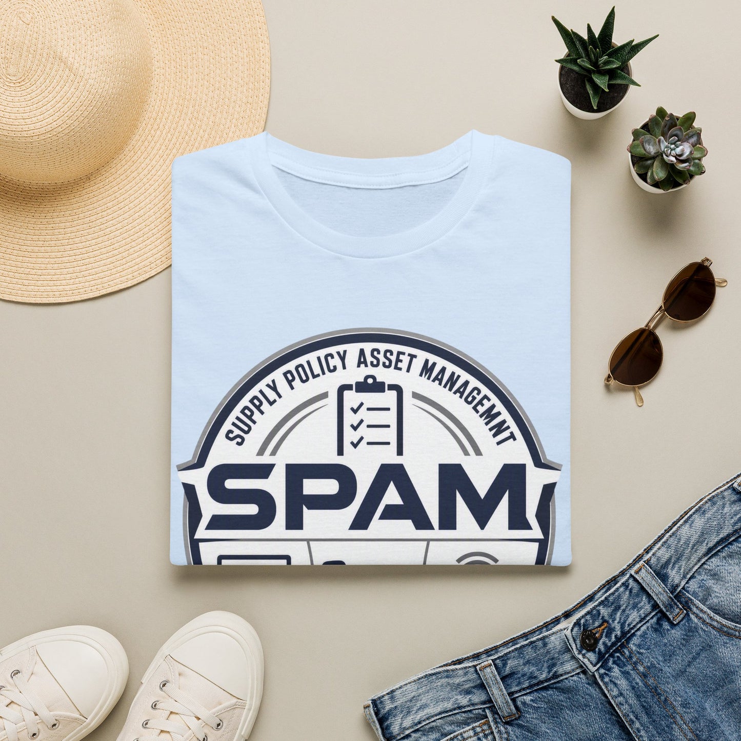 SPAM Supply Policy Asset Management T-Shirt — Logistics/ IT / Admin Graphic Tee