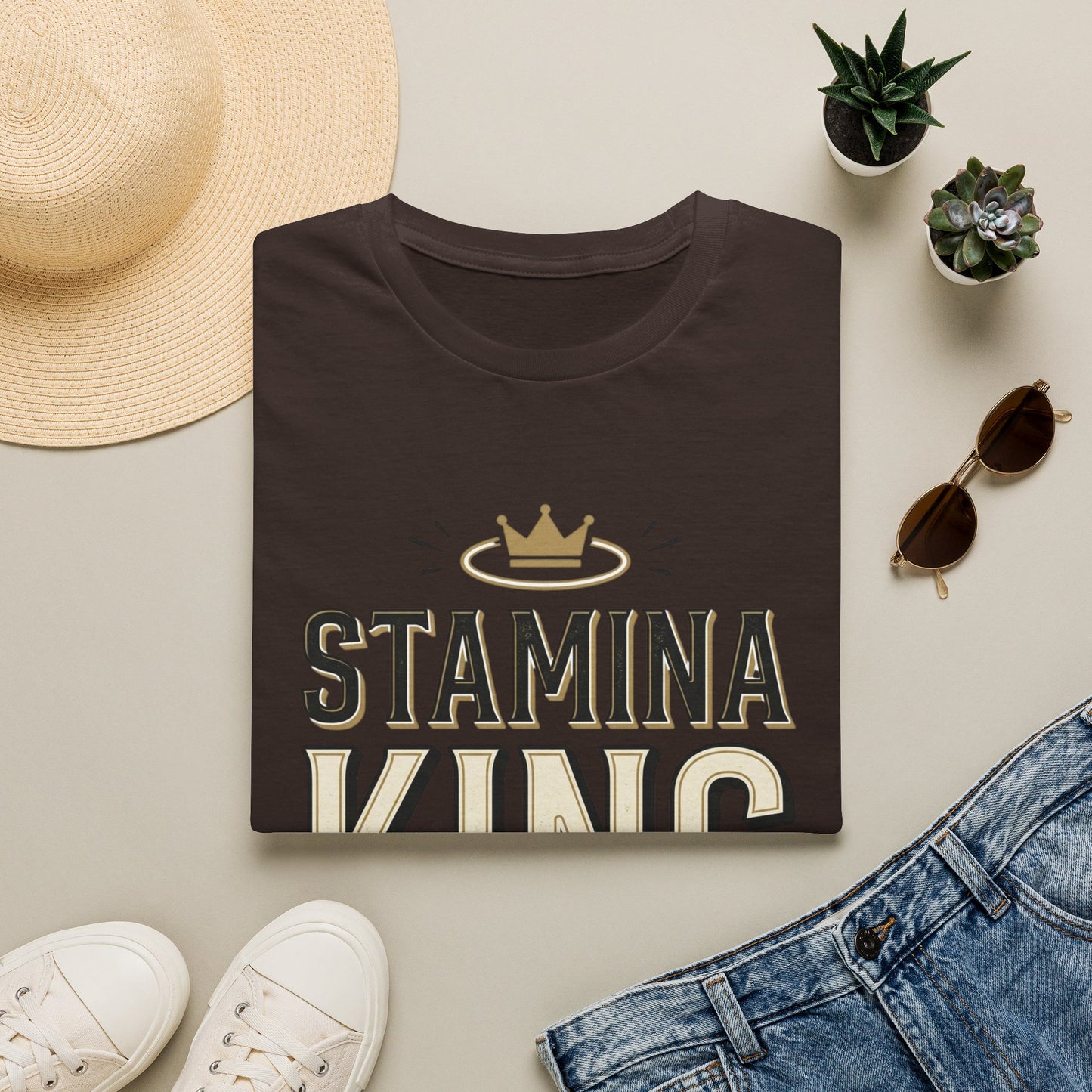 Stamina King T-Shirt — Bold Crown Fitness Tee for Workout Motivation