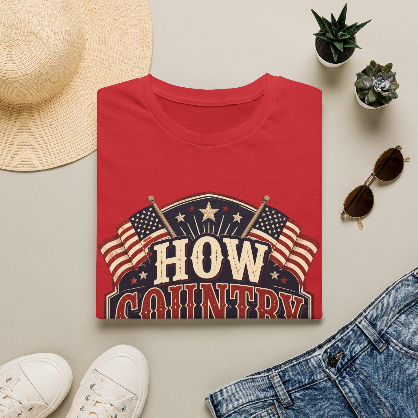 How Country Are You? T-Shirt — Vintage American Flag Country Graphic Tee