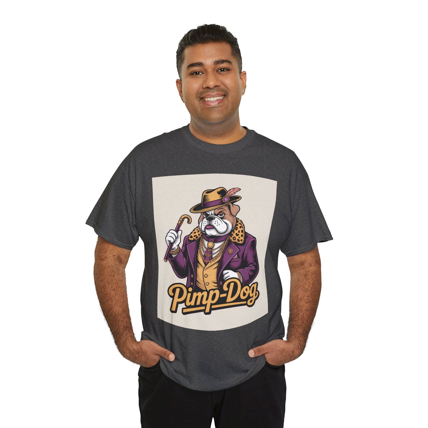 Pimp-Dog Graphic Tee — Retro Bulldog Character Shirt Printify