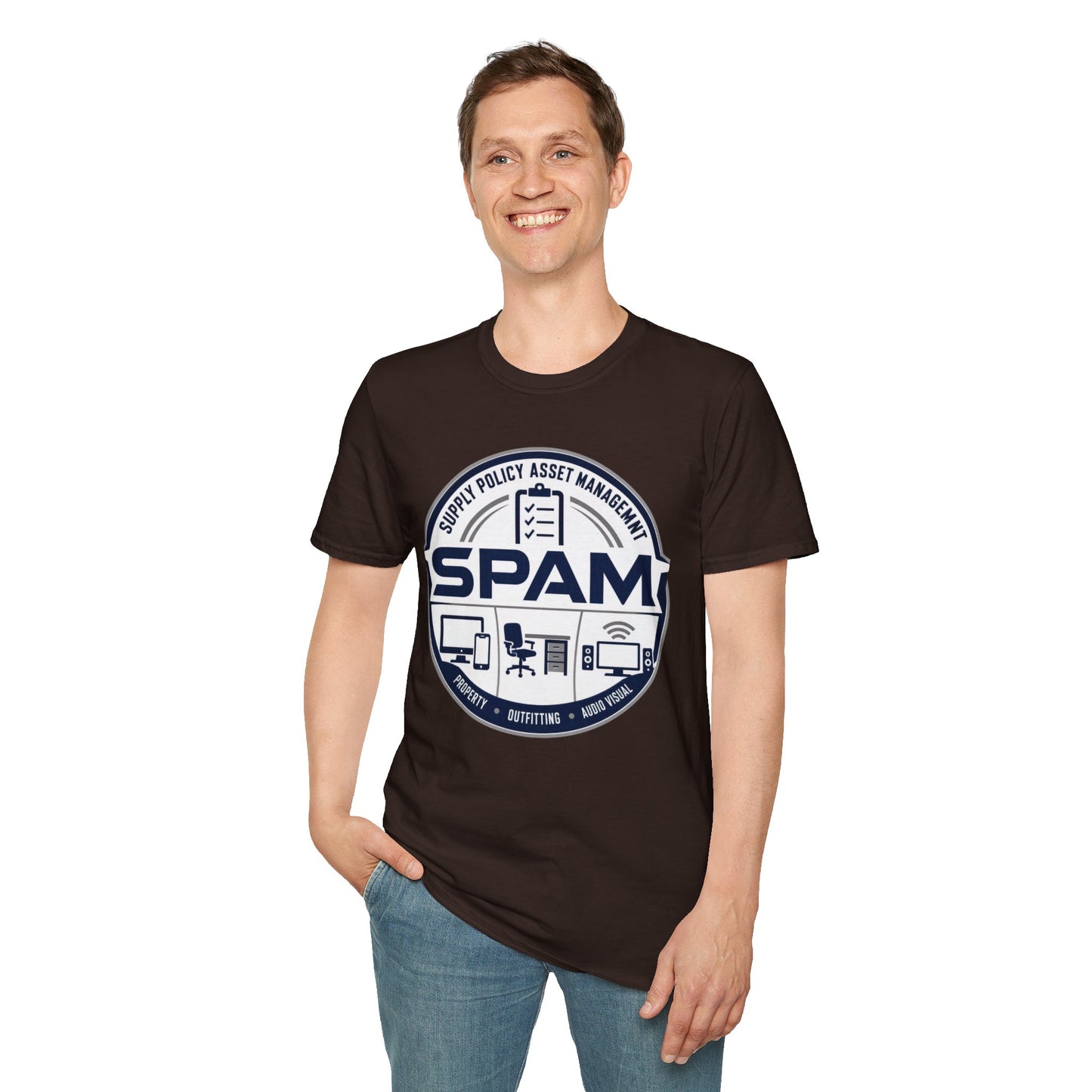 SPAM Supply Policy Asset Management T-Shirt — Logistics/ IT / Admin Graphic Tee