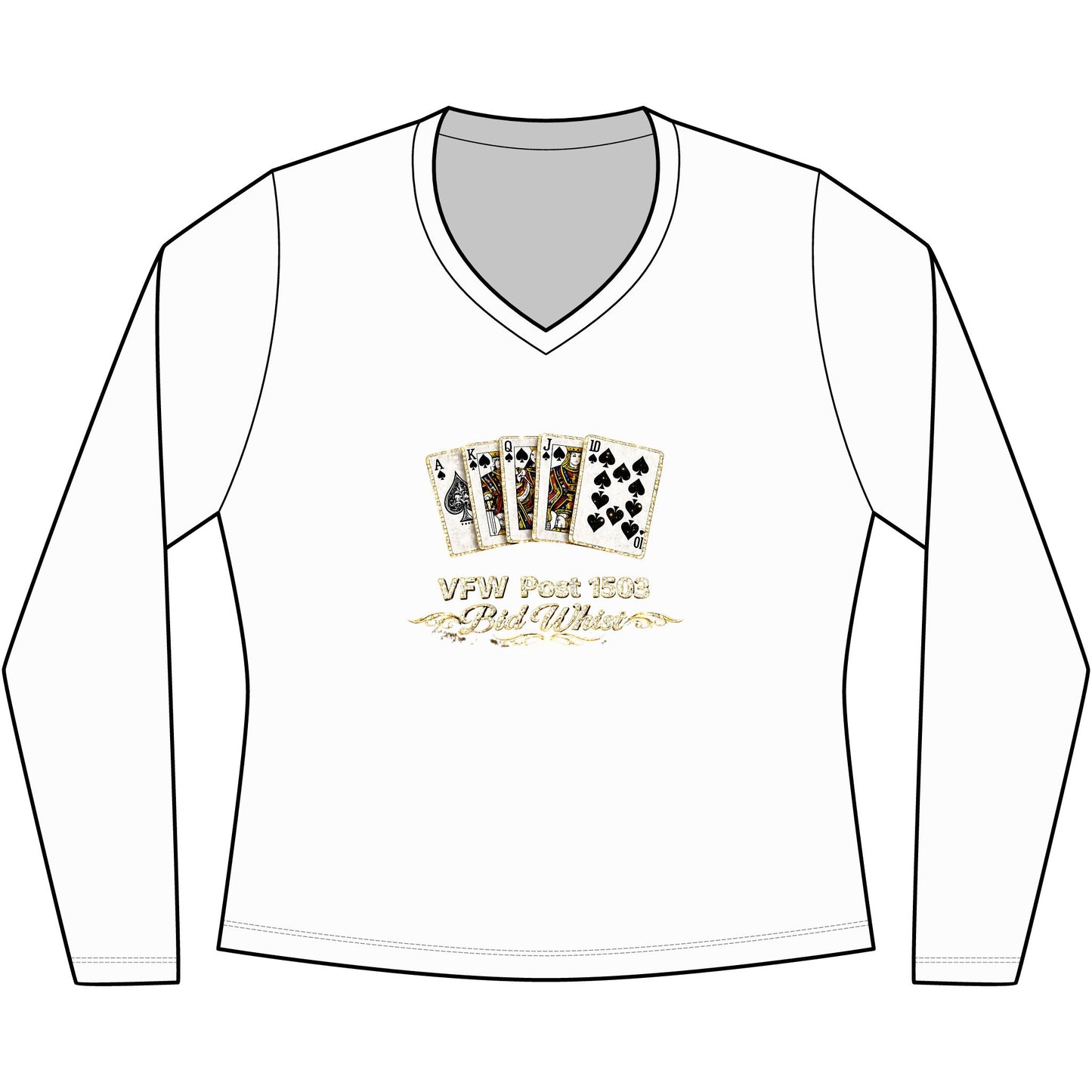 Women's V‑Neck Long Sleeve Tee — Vintage Playing Cards "New York" Graphic