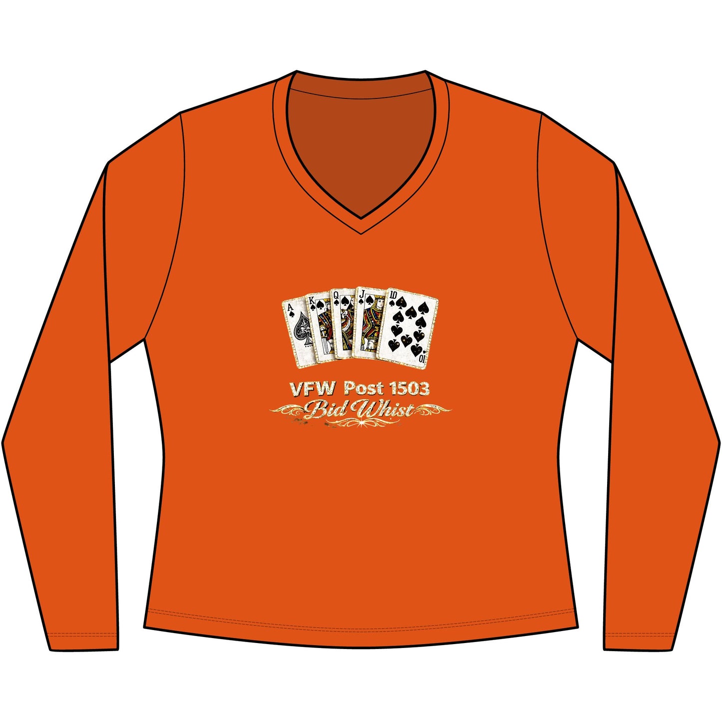 Women's V‑Neck Long Sleeve Tee — Vintage Playing Cards "New York" Graphic