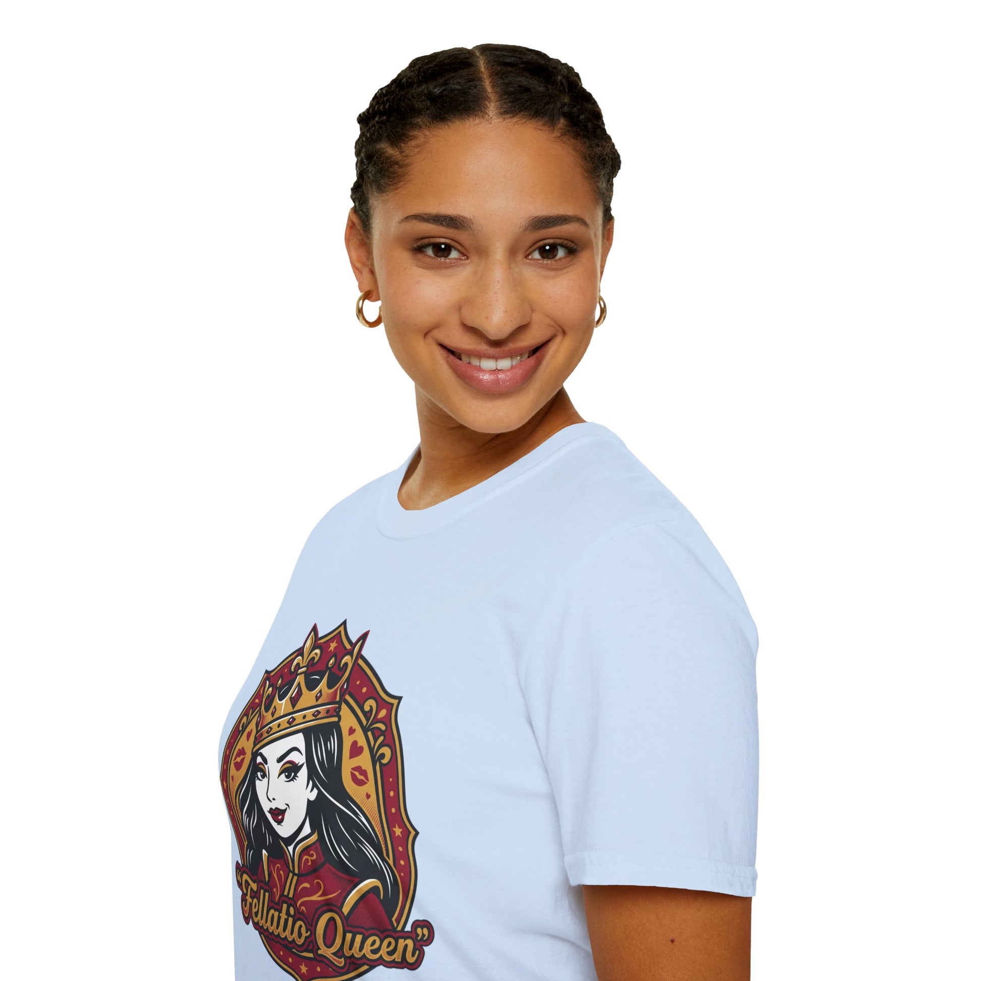 "Fellatio Queen" Retro Pinup Crown Graphic Tee Printify