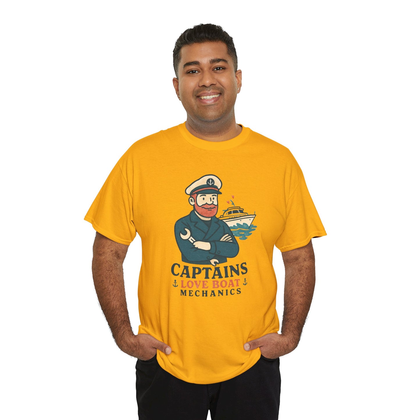 Captain Mechanics T‑Shirt — "Captains Love Boat Mechanics" Nautical Crew Tee
