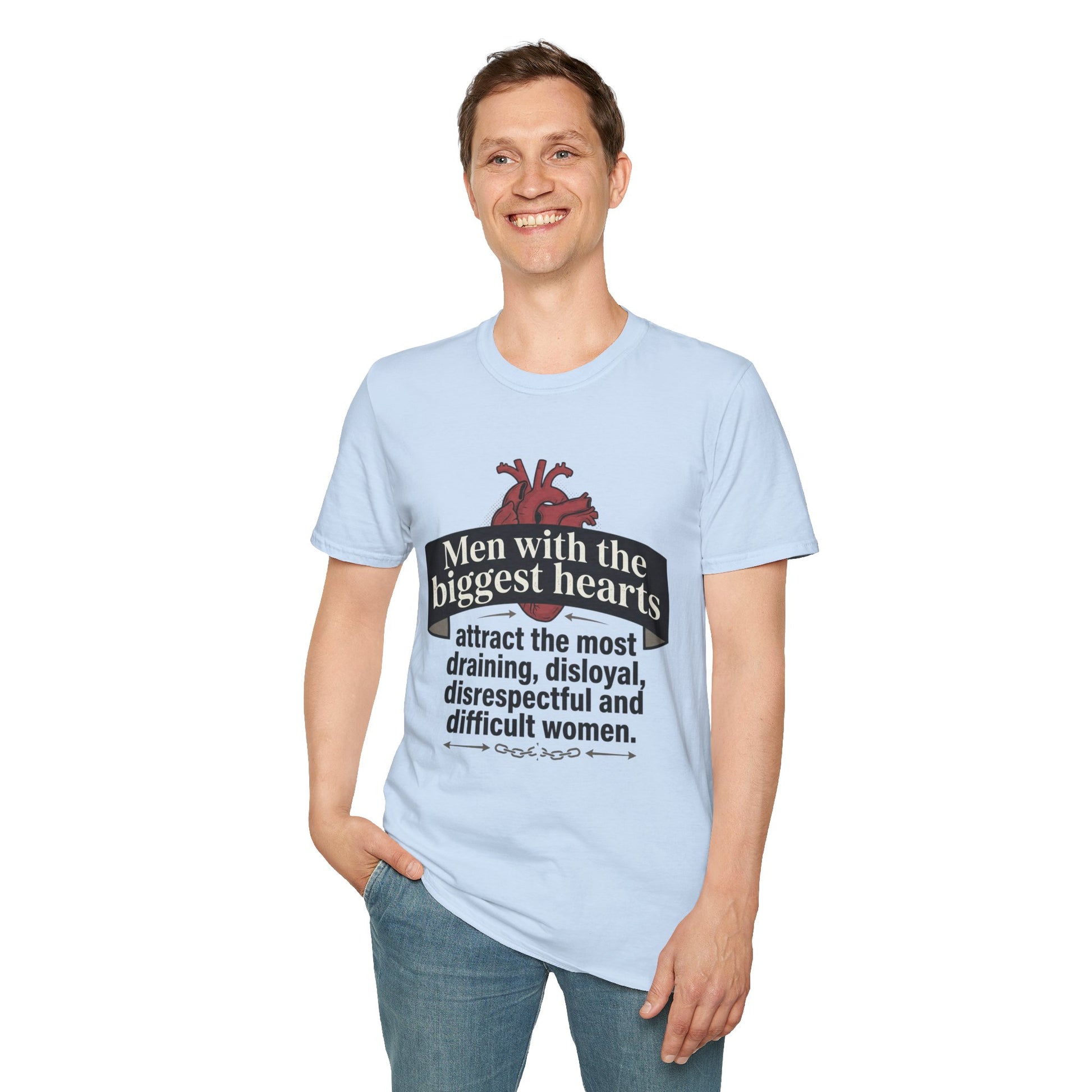 "Men with the Biggest Hearts" Funny Sarcastic Graphic Tee Printify