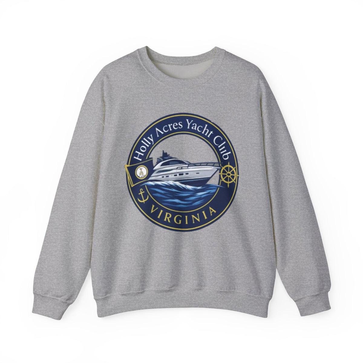 Virginia Yacht Club Crewneck Sweatshirt — "Holly Acres Yacht Club" Nautical Logo
