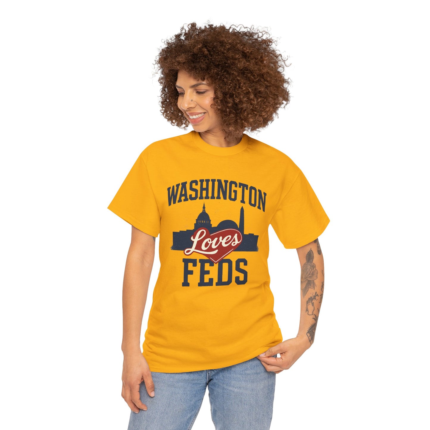 Washington Loves Feds T-Shirt — Patriotic DC Skyline Tee