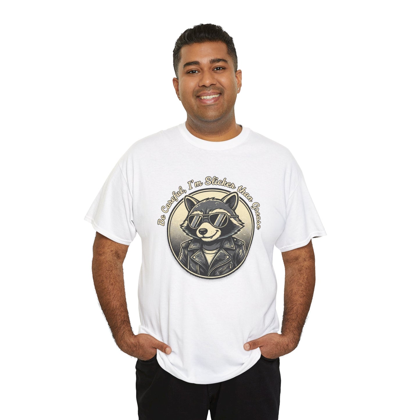 Raccoon Detective Graphic Tee — "Be Careful I’m Watching Your Snacks" Vintage Badge T-Shirt