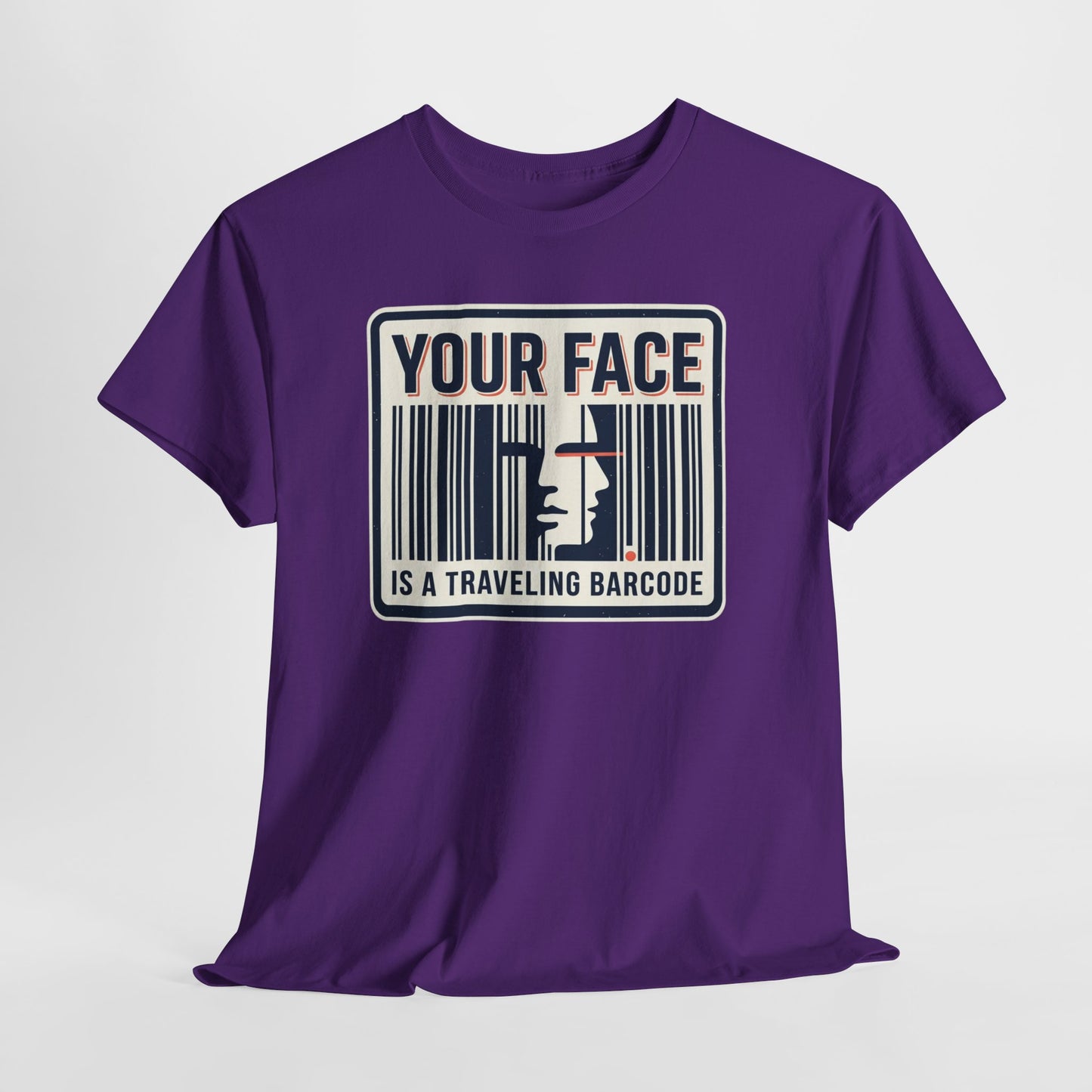 "Your Face Is a Traveling Barcode" Graphic Tee