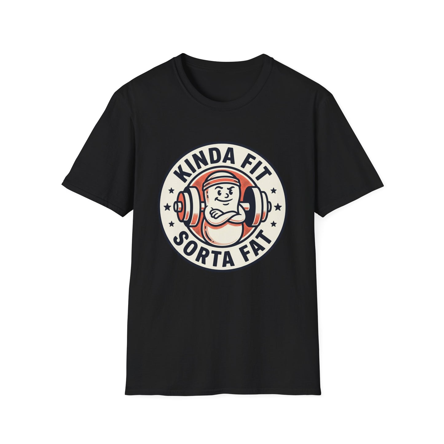 Kinda Fit Sorta Fat Funny Gym T-Shirt — Humorous Weightlifting Tee