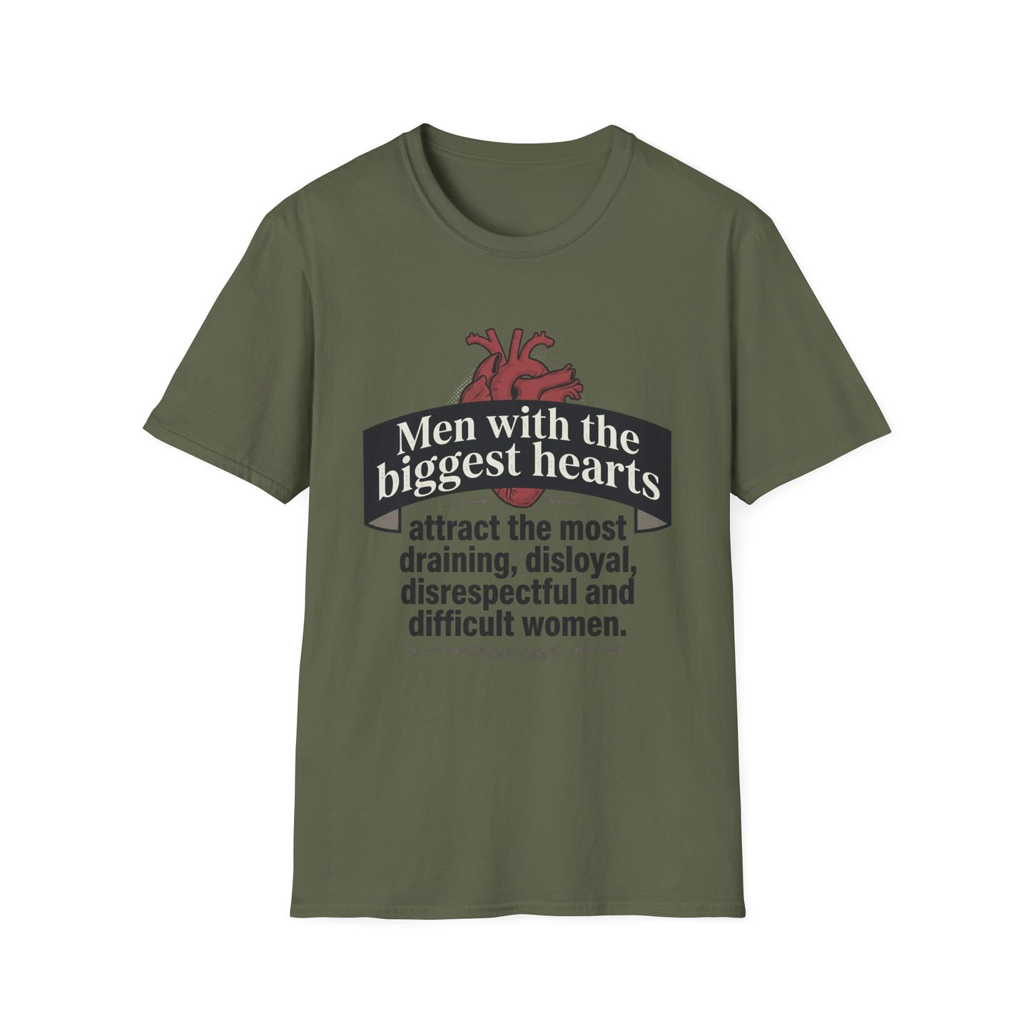 "Men with the Biggest Hearts" Funny Sarcastic Graphic Tee Printify