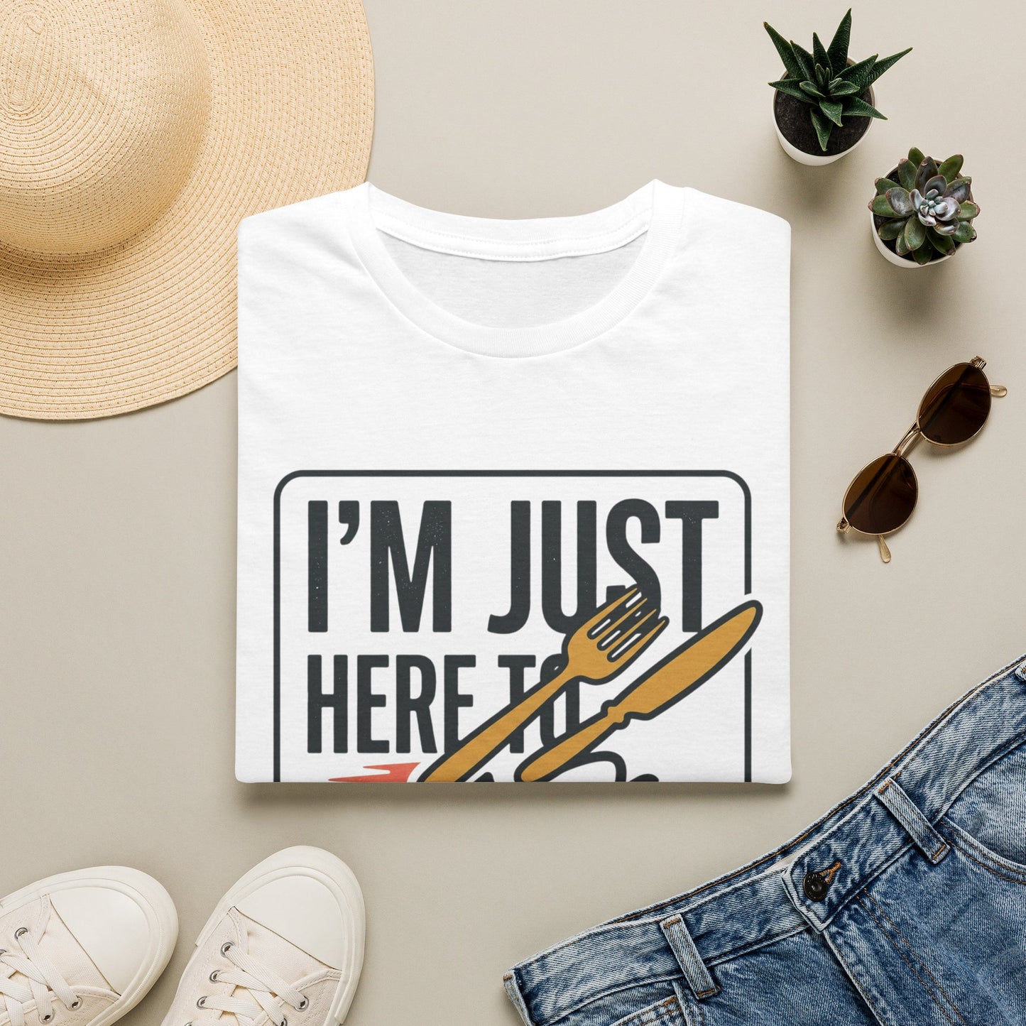 I'm Just Here to Eat and Run T-Shirt — Funny Runner & Foodie Tee