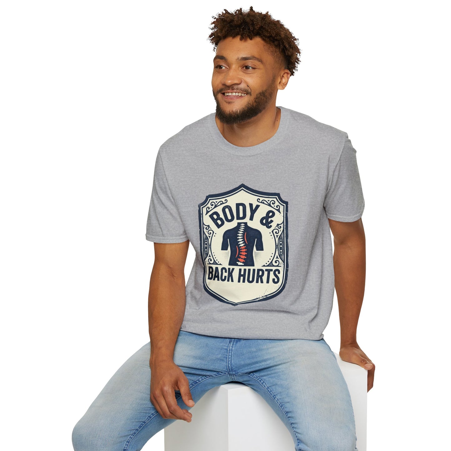 Back Hurts T-Shirt — Body & Back Hurts Graphic Tee for Spine Pain Relief Awareness