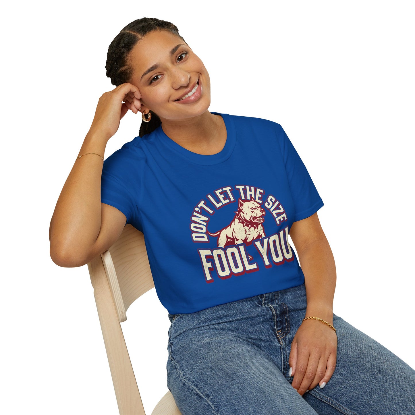 "Don’t Let The Size Fool You" Vintage Dog Tee-Pitbull Graphic T-Shirt