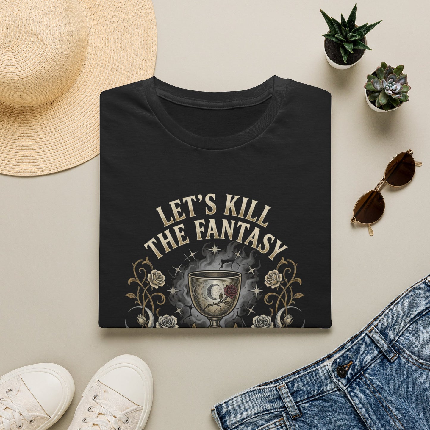 Let's Kill the Fantasy T‑Shirt — Dark Gothic Chalice Design