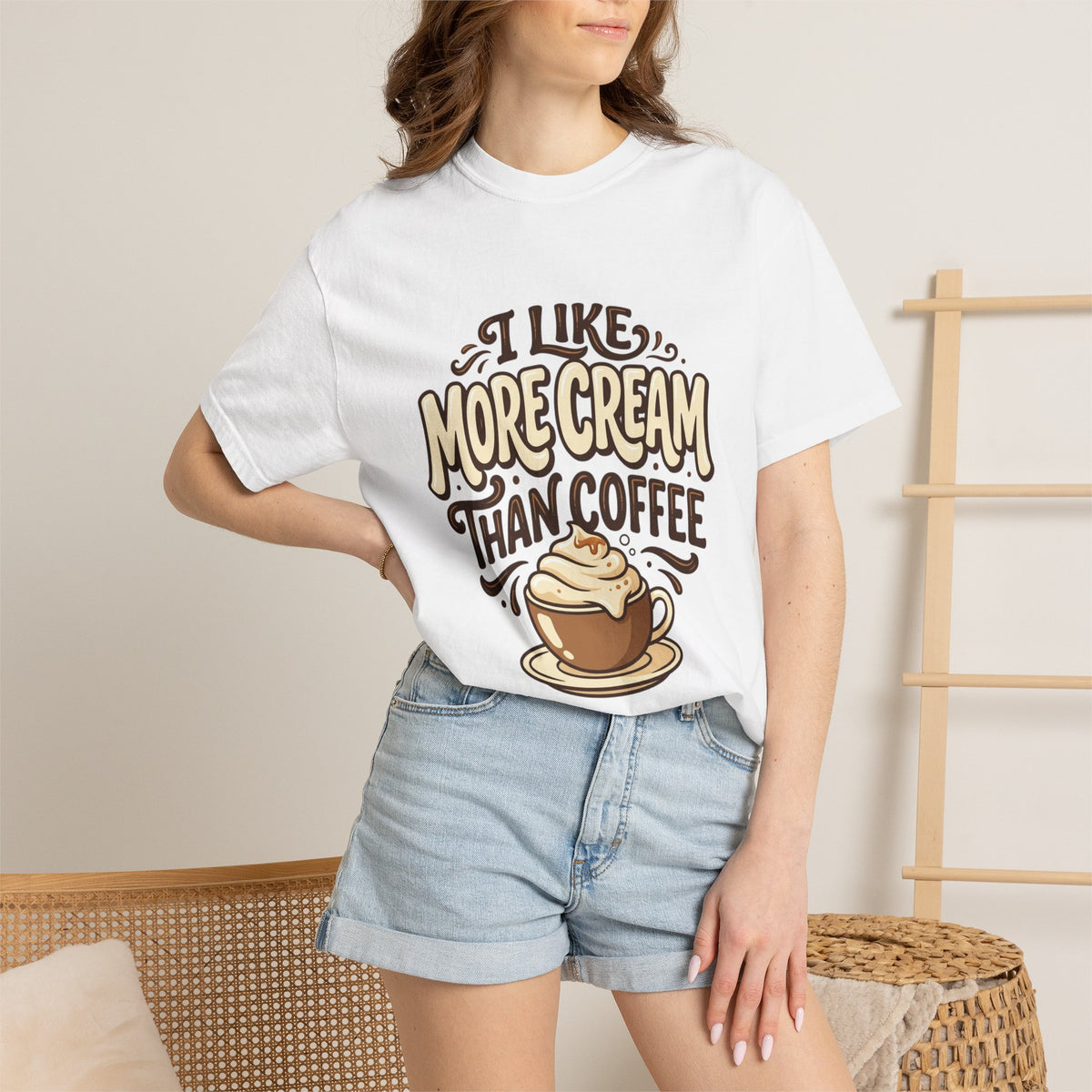 Coffee Tee — "I Like More Cream Than Coffee" Graphic T-Shirt