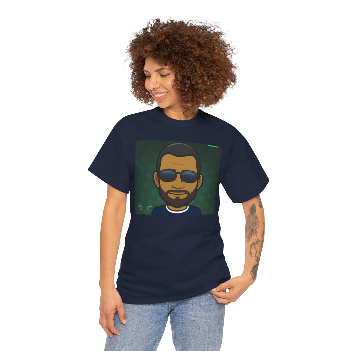 Bitmoji Portrait Tee — Cool Sunglasses Avatar Graphic T-Shirt Printify