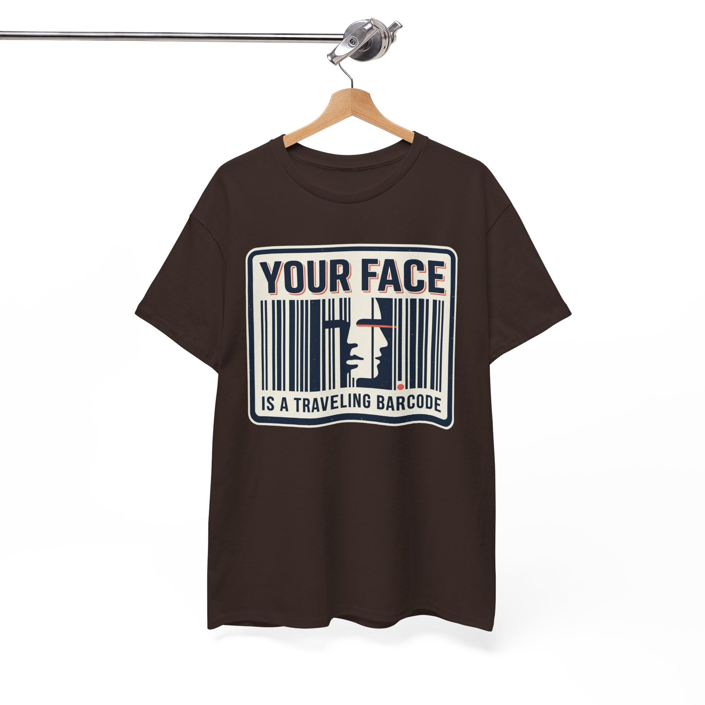 "Your Face Is a Traveling Barcode" Graphic Tee