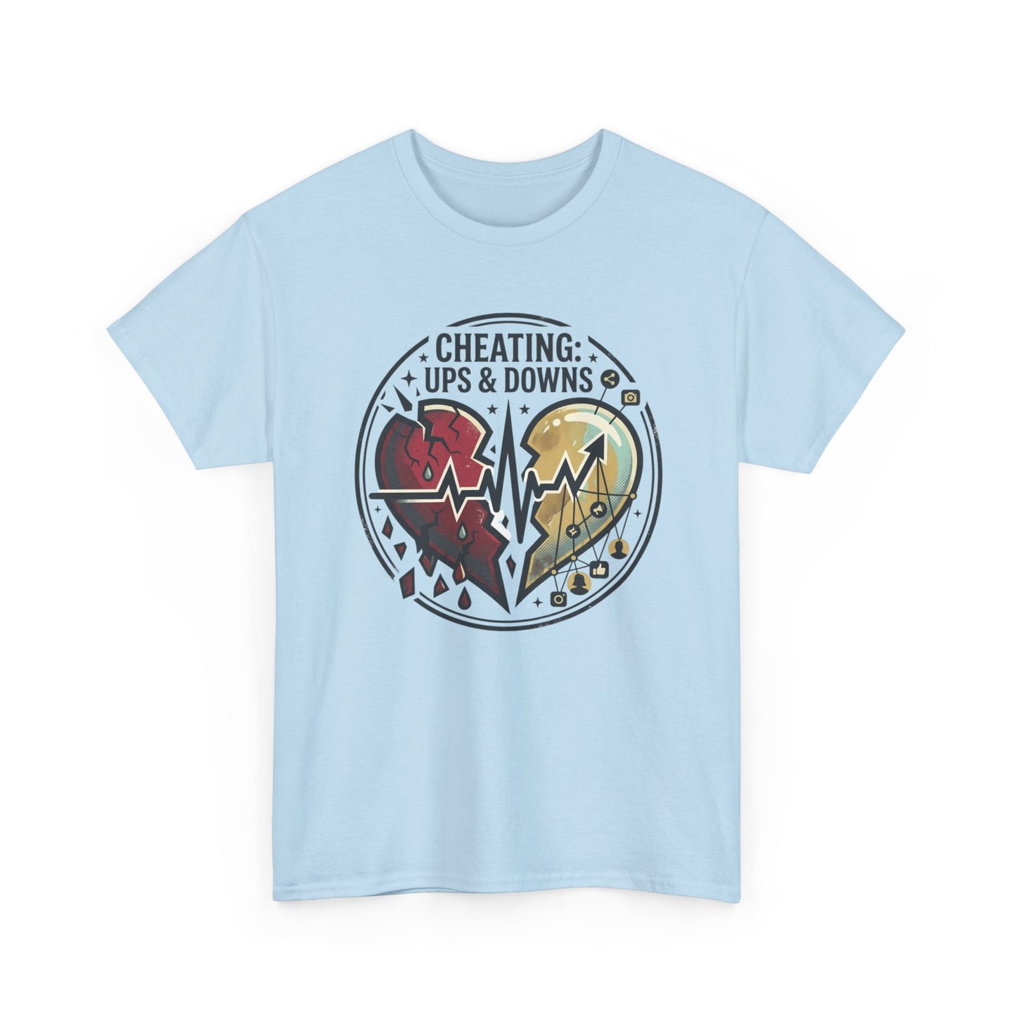 Cheating: Ups & Downs Broken Heart Graphic Tee Printify