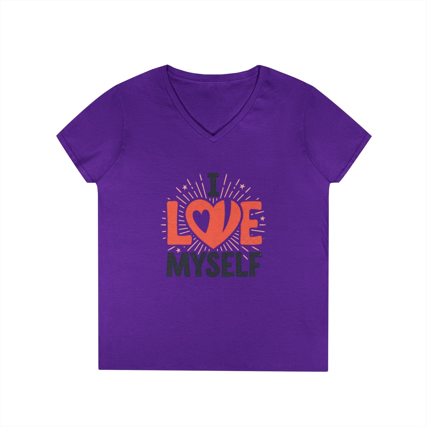 I Love Myself V-Neck Tee — Self-Love Women's T-Shirt Printify