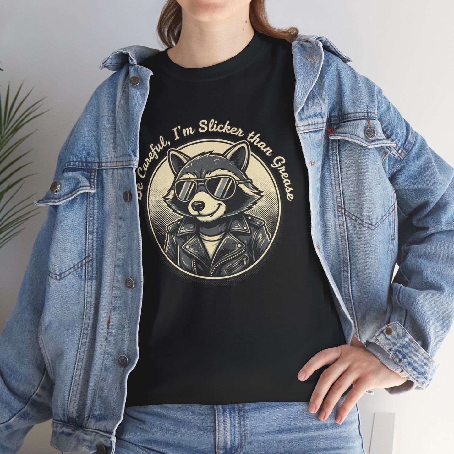 Raccoon Detective Graphic Tee — "Be Careful I’m Watching Your Snacks" Vintage Badge T-Shirt