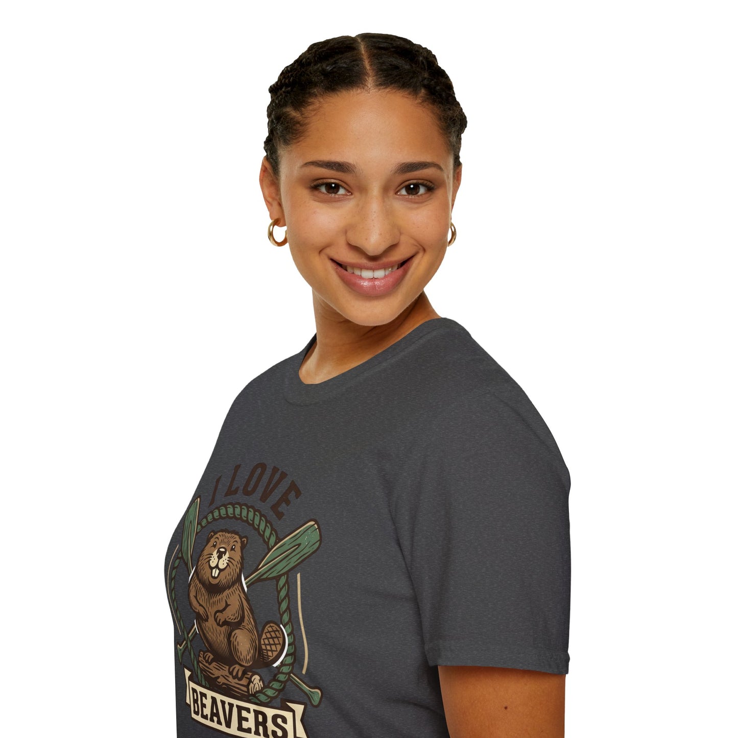 I Love Beavers T-Shirt — Cute Vintage Beaver Graphic Tee with Oars