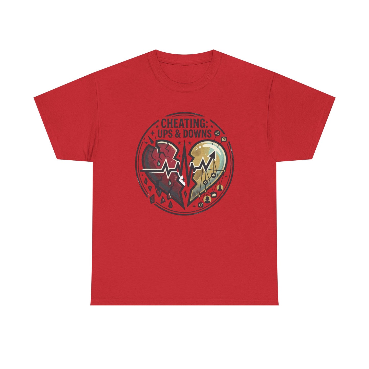 Cheating: Ups & Downs Broken Heart Graphic Tee Printify