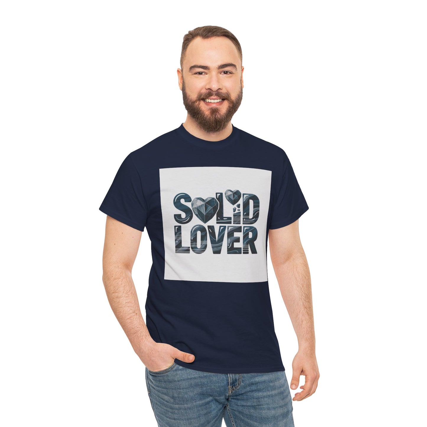 Solid Lover T‑Shirt — Bold Heart Typography Tee for Couples & Romance