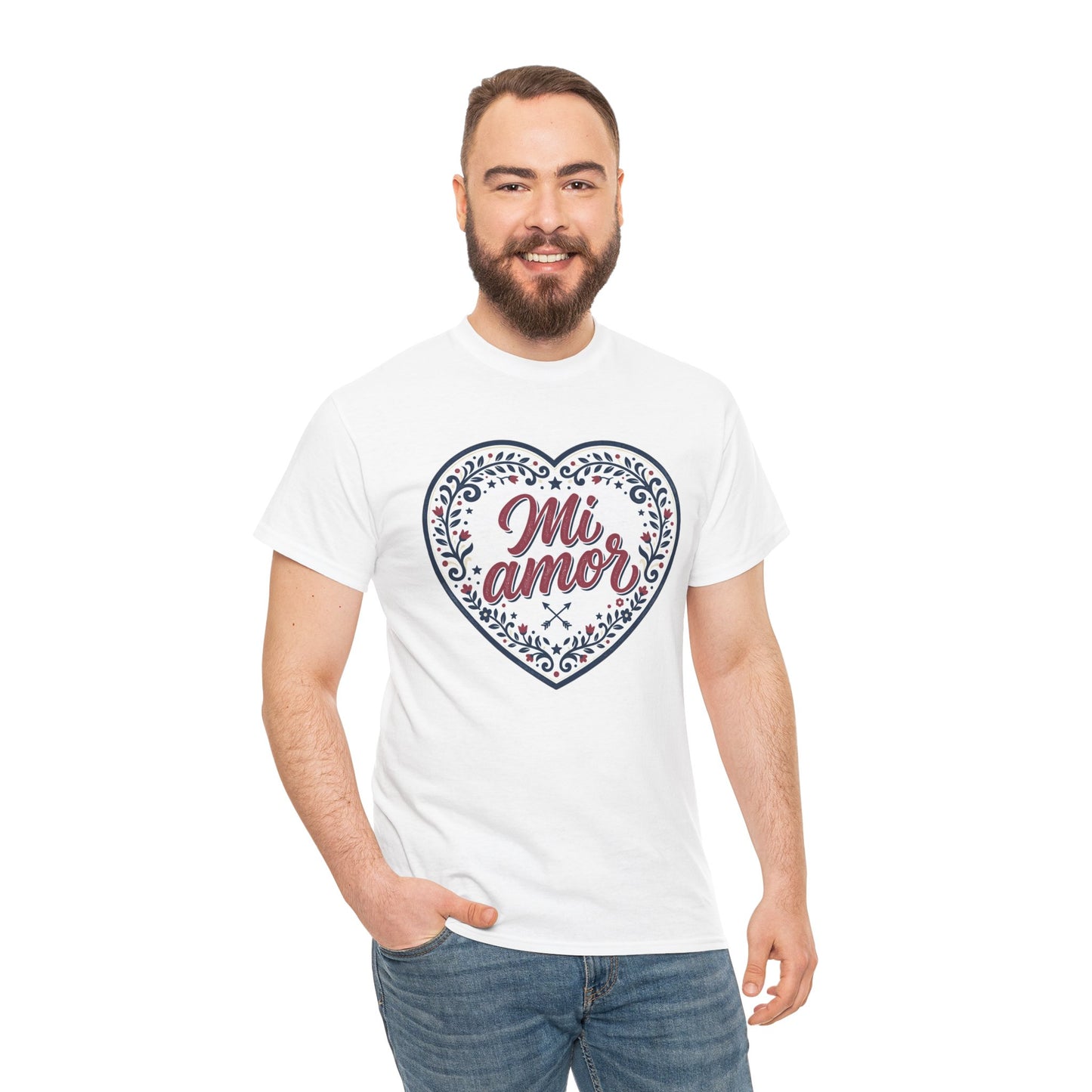 Mi Amor Heart T-Shirt — Romantic Floral Graphic Tee for Valentine’s Day