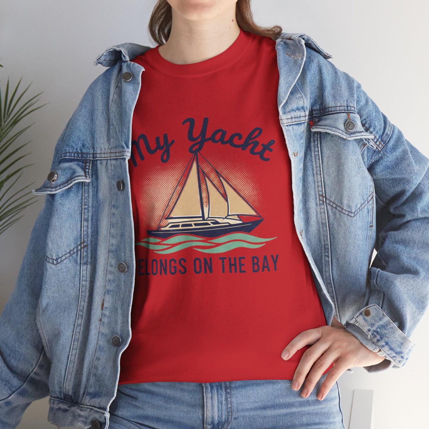 Sailboat Graphic Tee - "My Yacht Belongs on the Bay" Casual Nautical T-Shirt