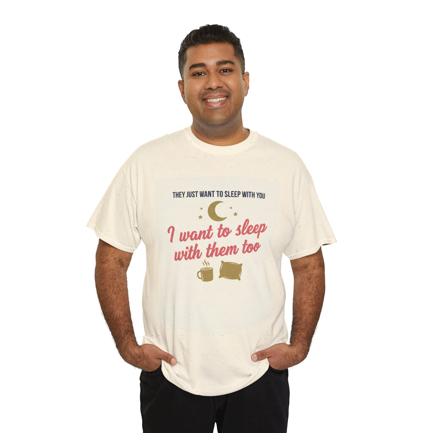 Sleepy Cats T-Shirt — "I Want to Sleep with Them Too" Cute Nighttime Pet Tee