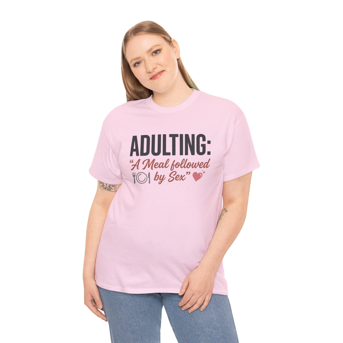 Adulting T‑Shirt – "Adulting: A Meal Followed by Sex" Funny Graphic Tee Printify