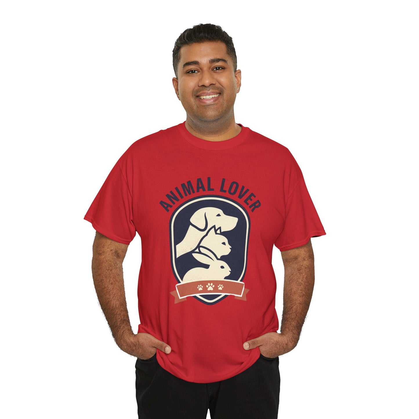 Animal Lover T-Shirt — Retro Pet Badge Tee (Dogs & Cats)