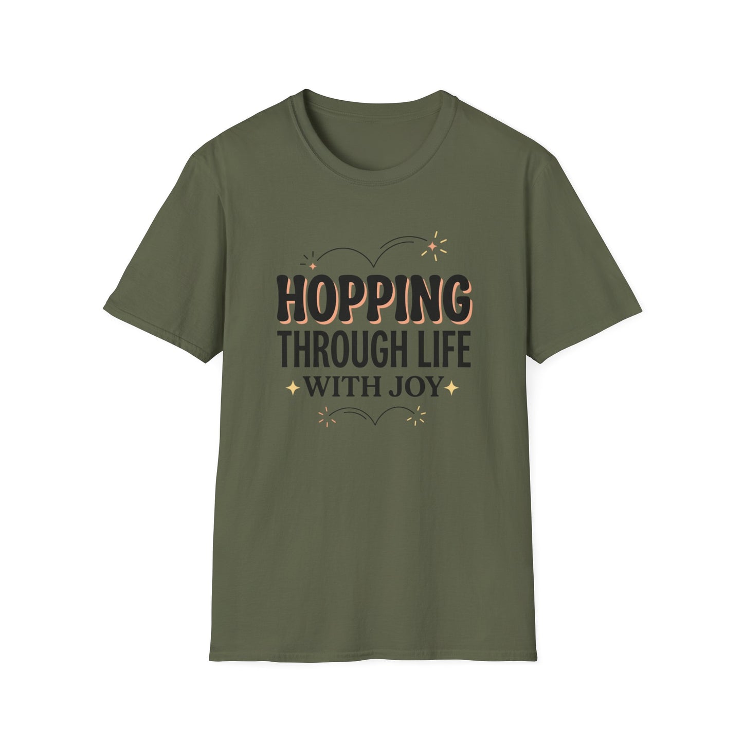 Hopping Through Life Tee — "Hopping Through Life with Joy" Inspirational Graphic T-Shirt