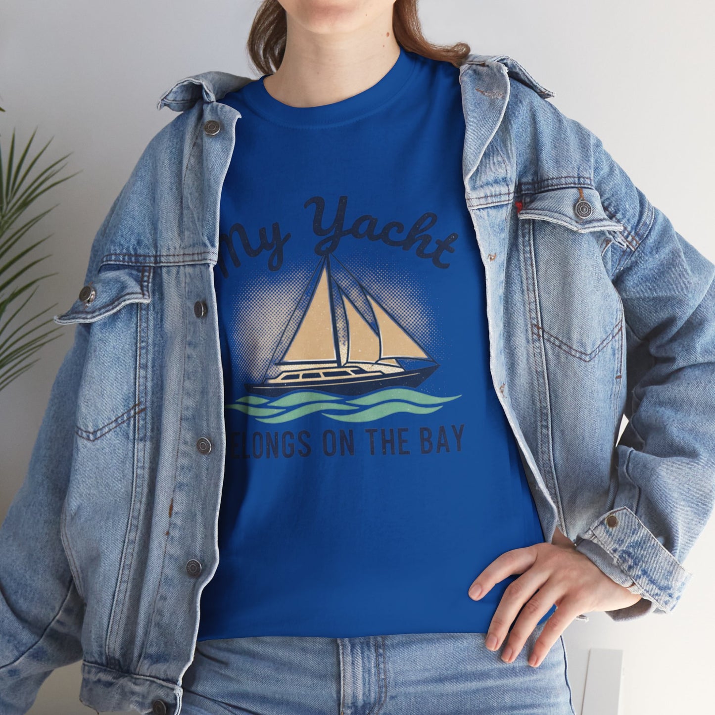 Sailboat Graphic Tee - "My Yacht Belongs on the Bay" Casual Nautical T-Shirt