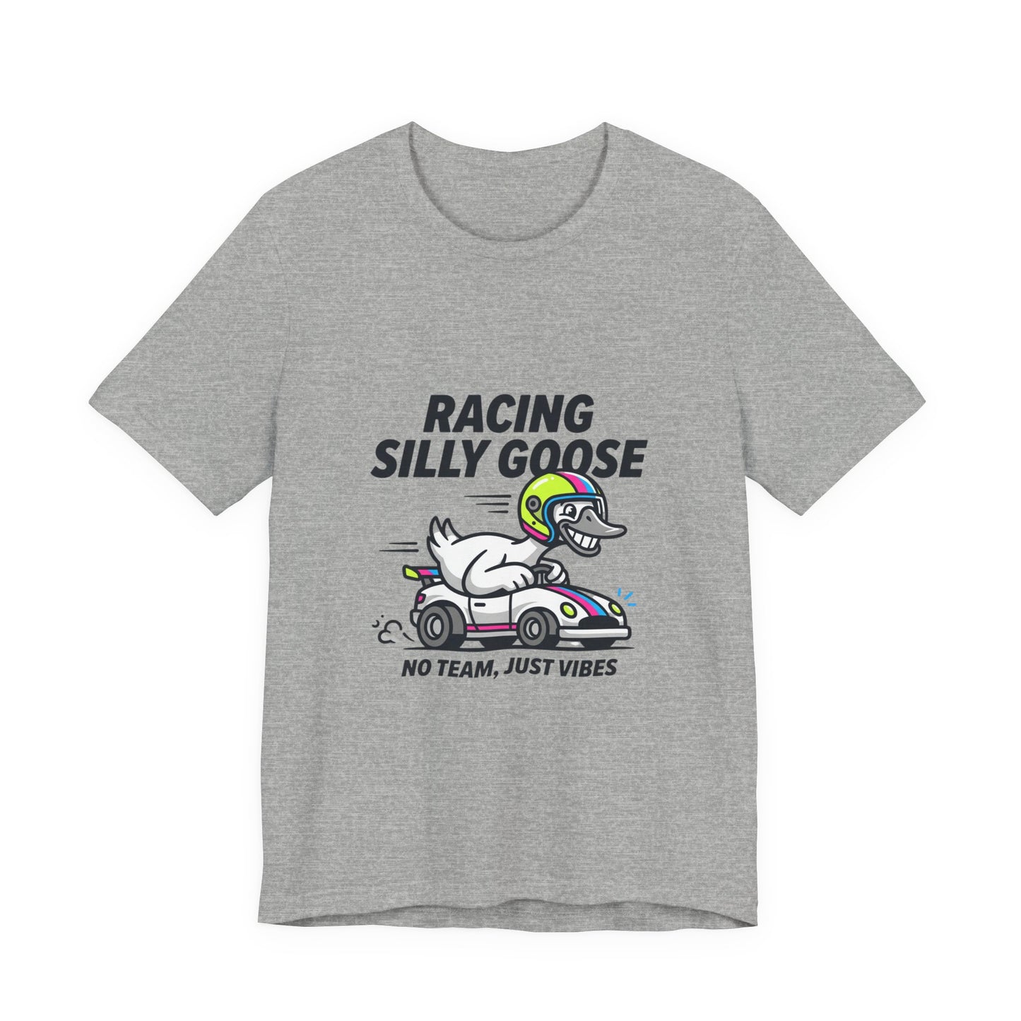 Racing Silly Goose Tee | motorsport parody, checkered race day humor