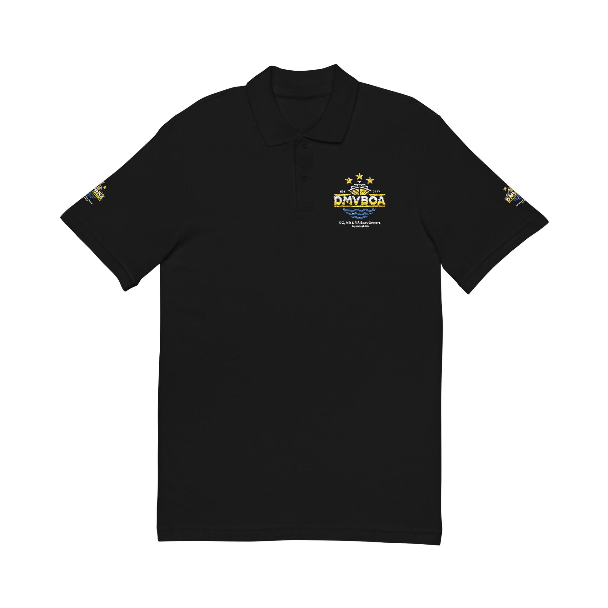 DMVBOA Embroidered Crest Polo Shirt — Classic Black Club Logo Printify
